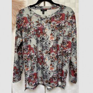 Tribal Floral Lightweight Gray Red Sweatshirt Size S / P